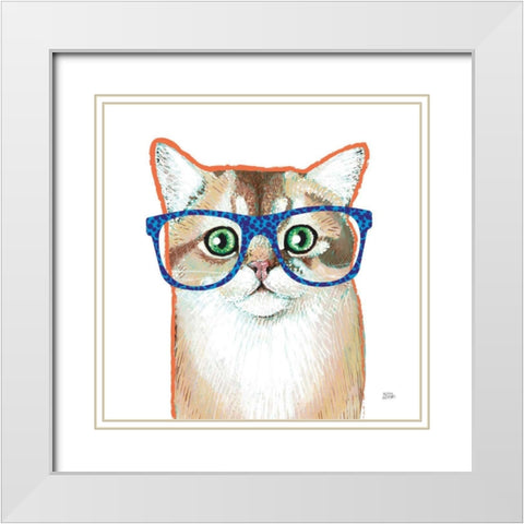 Bespectacled Pet II White Modern Wood Framed Art Print with Double Matting by Averinos, Melissa