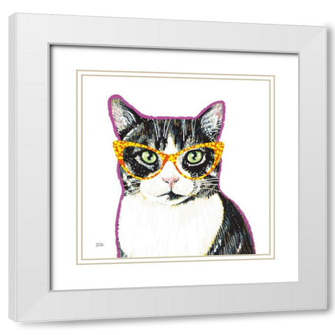 Bespectacled Pet III White Modern Wood Framed Art Print with Double Matting by Averinos, Melissa