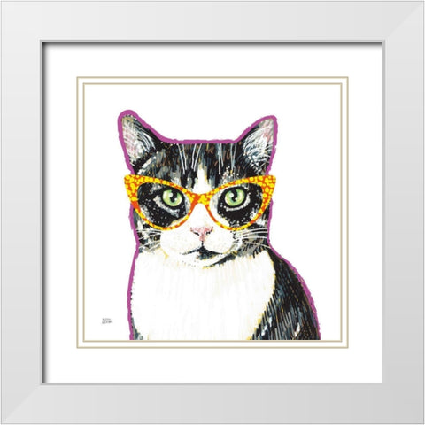 Bespectacled Pet III White Modern Wood Framed Art Print with Double Matting by Averinos, Melissa