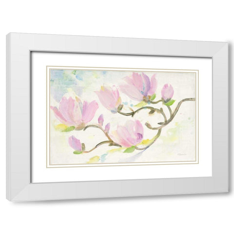 Flowering Branches White Modern Wood Framed Art Print with Double Matting by Hristova, Albena