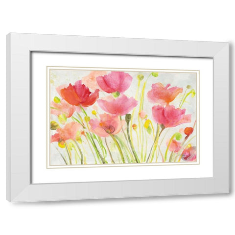 Fluorescent Poppies White Modern Wood Framed Art Print with Double Matting by Hristova, Albena
