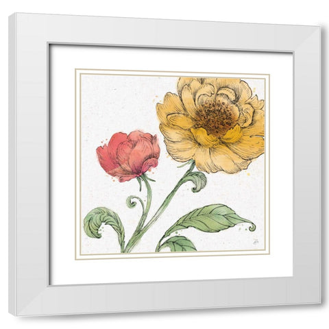 Blossom Sketches III Color White Modern Wood Framed Art Print with Double Matting by Brissonnet, Daphne