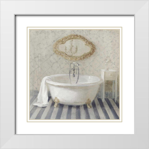 Victorian Bath II Navy White Modern Wood Framed Art Print with Double Matting by Nai, Danhui