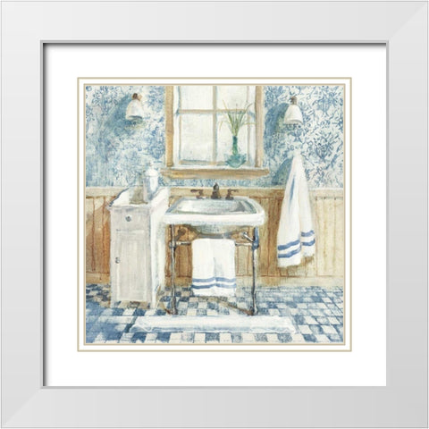 Victorian Sink I Navy White Modern Wood Framed Art Print with Double Matting by Nai, Danhui