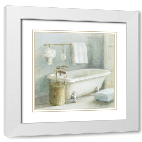 Refreshing Bath II Brass White Modern Wood Framed Art Print with Double Matting by Nai, Danhui