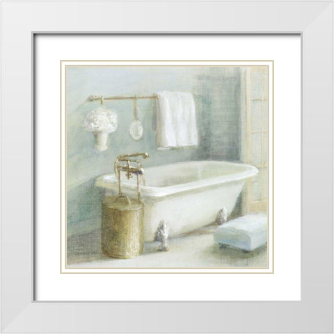 Refreshing Bath II Brass White Modern Wood Framed Art Print with Double Matting by Nai, Danhui