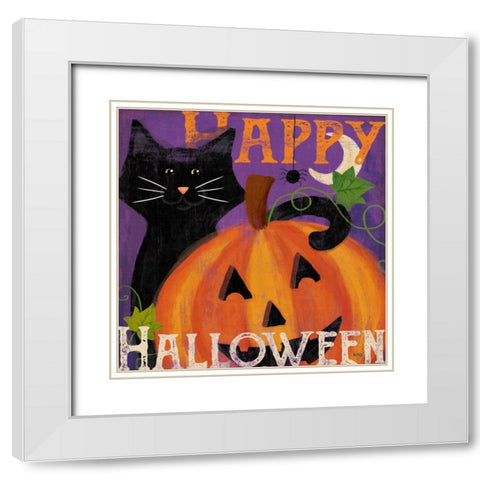 Festive Felines II White Modern Wood Framed Art Print with Double Matting by Charron, Veronique