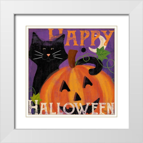 Festive Felines II White Modern Wood Framed Art Print with Double Matting by Charron, Veronique