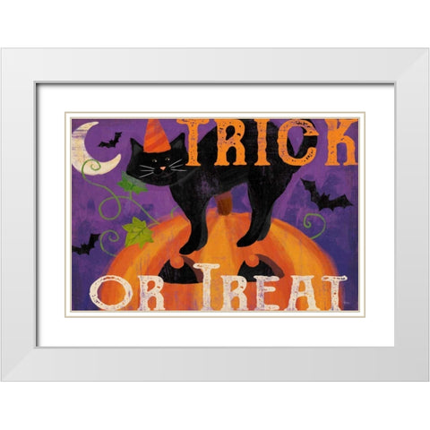 Festive Felines IV White Modern Wood Framed Art Print with Double Matting by Charron, Veronique