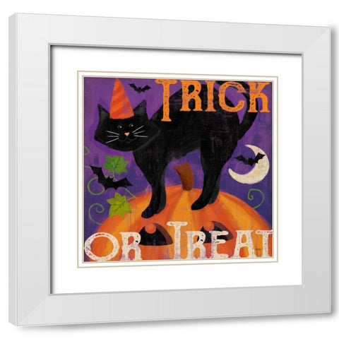 Festive Felines V White Modern Wood Framed Art Print with Double Matting by Charron, Veronique
