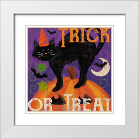 Festive Felines V White Modern Wood Framed Art Print with Double Matting by Charron, Veronique