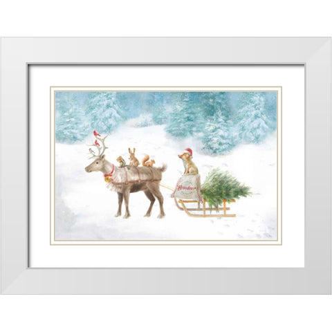 Woodland Celebration I White Modern Wood Framed Art Print with Double Matting by Nai, Danhui