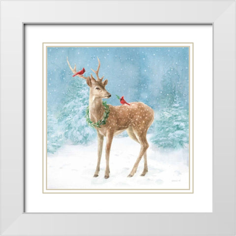 Woodland Celebration III White Modern Wood Framed Art Print with Double Matting by Nai, Danhui