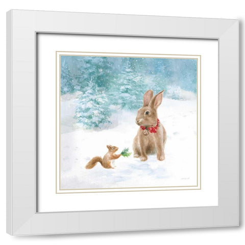 Woodland Celebration IV White Modern Wood Framed Art Print with Double Matting by Nai, Danhui