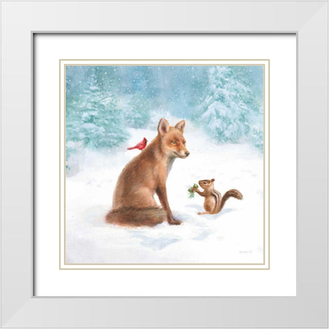 Woodland Celebration V White Modern Wood Framed Art Print with Double Matting by Nai, Danhui