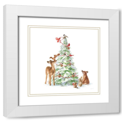 Woodland Celebration II on White White Modern Wood Framed Art Print with Double Matting by Nai, Danhui