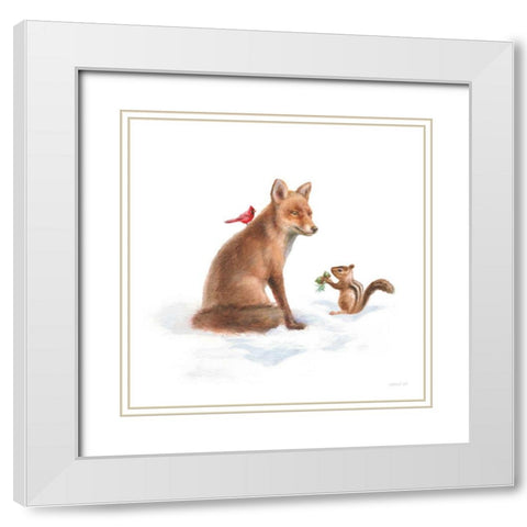 Woodland Celebration V on White White Modern Wood Framed Art Print with Double Matting by Nai, Danhui