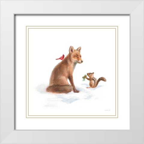 Woodland Celebration V on White White Modern Wood Framed Art Print with Double Matting by Nai, Danhui