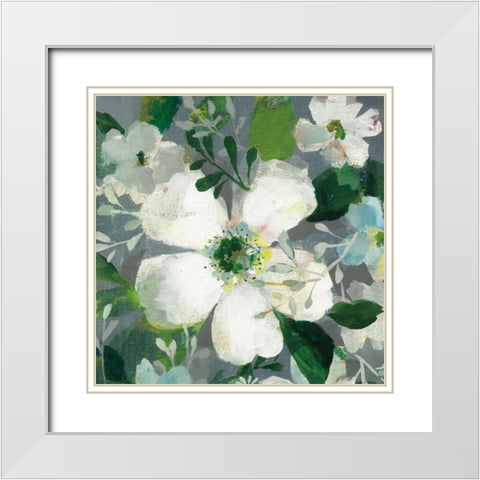 Anemone and Friends II White Modern Wood Framed Art Print with Double Matting by Nai, Danhui