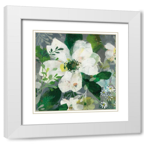 Anemone and Friends III White Modern Wood Framed Art Print with Double Matting by Nai, Danhui