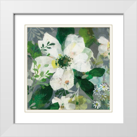 Anemone and Friends III White Modern Wood Framed Art Print with Double Matting by Nai, Danhui
