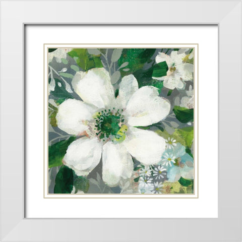 Anemone and Friends V White Modern Wood Framed Art Print with Double Matting by Nai, Danhui