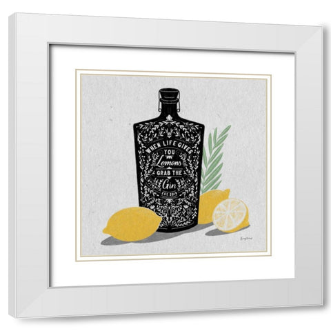 Fruity Spirits Gin White Modern Wood Framed Art Print with Double Matting by Thorns, Becky