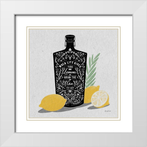 Fruity Spirits Gin White Modern Wood Framed Art Print with Double Matting by Thorns, Becky