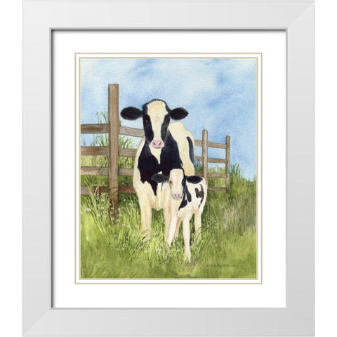 Farm Family Cows White Modern Wood Framed Art Print with Double Matting by McKenna, Kathleen Parr
