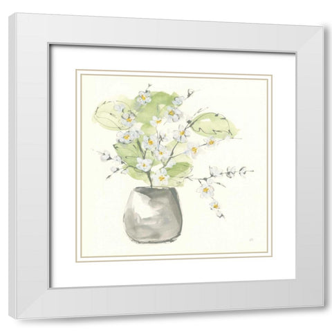 Plant Blossom I White Modern Wood Framed Art Print with Double Matting by Paschke, Chris