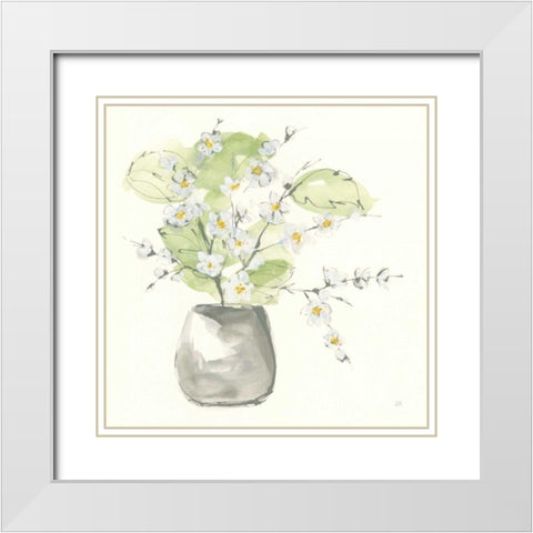 Plant Blossom I White Modern Wood Framed Art Print with Double Matting by Paschke, Chris