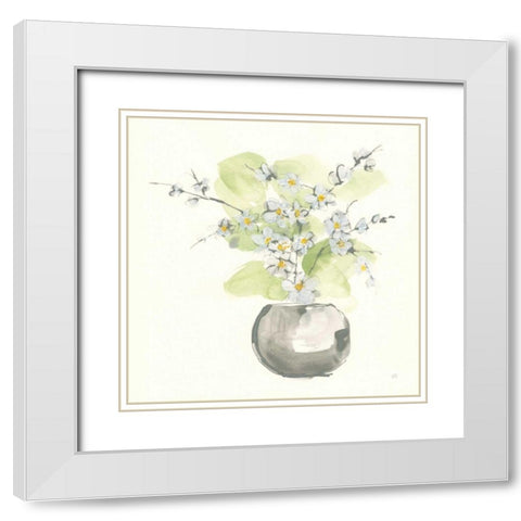 Plant Blossom II White Modern Wood Framed Art Print with Double Matting by Paschke, Chris