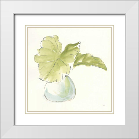 Plant Big Leaf I White Modern Wood Framed Art Print with Double Matting by Paschke, Chris