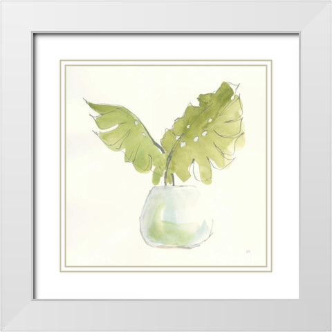 Plant Big Leaf II White Modern Wood Framed Art Print with Double Matting by Paschke, Chris