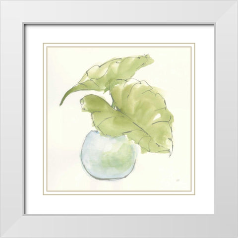 Plant Big Leaf III White Modern Wood Framed Art Print with Double Matting by Paschke, Chris