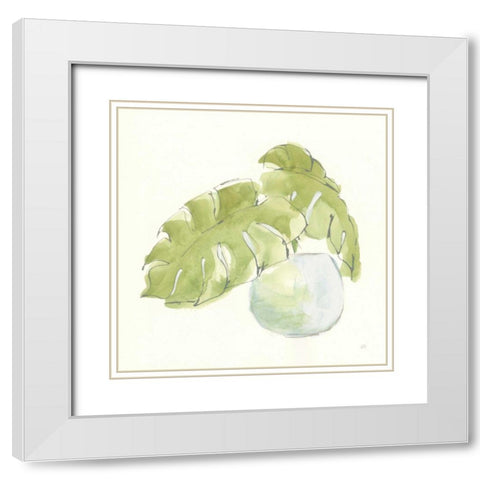 Plant Big Leaf IV White Modern Wood Framed Art Print with Double Matting by Paschke, Chris