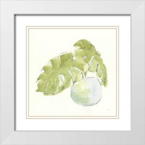 Plant Big Leaf IV White Modern Wood Framed Art Print with Double Matting by Paschke, Chris