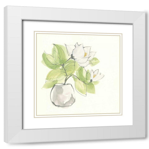 Plant Magnolia II White Modern Wood Framed Art Print with Double Matting by Paschke, Chris