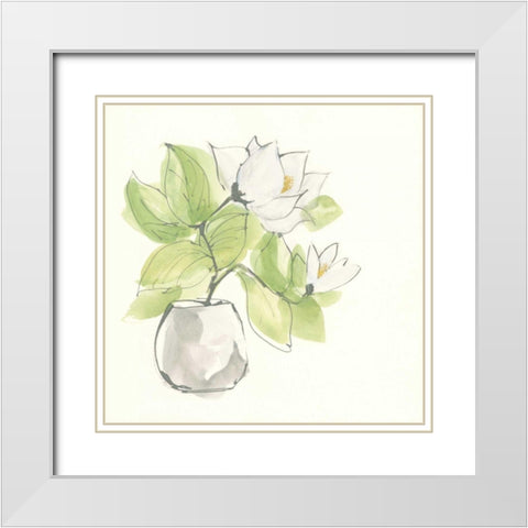 Plant Magnolia II White Modern Wood Framed Art Print with Double Matting by Paschke, Chris