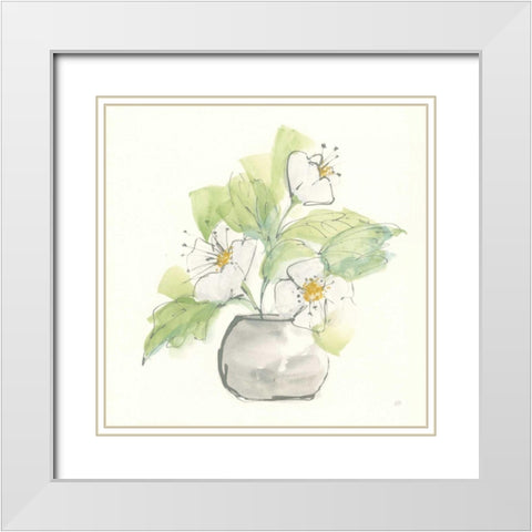 Plant Poppy I White Modern Wood Framed Art Print with Double Matting by Paschke, Chris