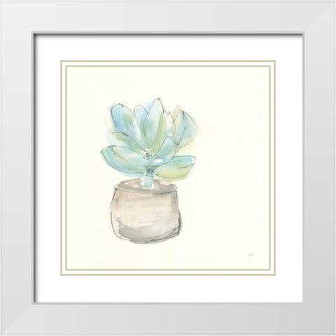 Succulent I White Modern Wood Framed Art Print with Double Matting by Paschke, Chris