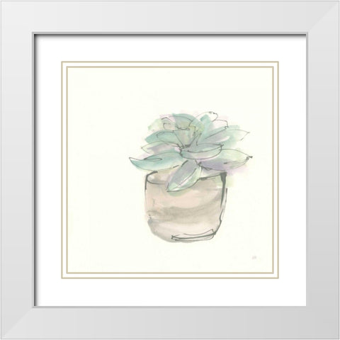 Succulent IV White Modern Wood Framed Art Print with Double Matting by Paschke, Chris