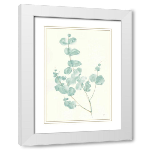 Eucalyptus Branch I White Modern Wood Framed Art Print with Double Matting by Paschke, Chris