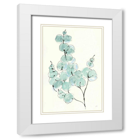 Eucalyptus Branch III White Modern Wood Framed Art Print with Double Matting by Paschke, Chris