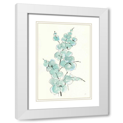 Eucalyptus Branch IV White Modern Wood Framed Art Print with Double Matting by Paschke, Chris