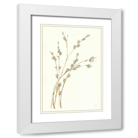 Pussy Willows II White Modern Wood Framed Art Print with Double Matting by Paschke, Chris