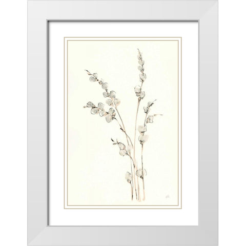 Pussy Willows IV White Modern Wood Framed Art Print with Double Matting by Paschke, Chris