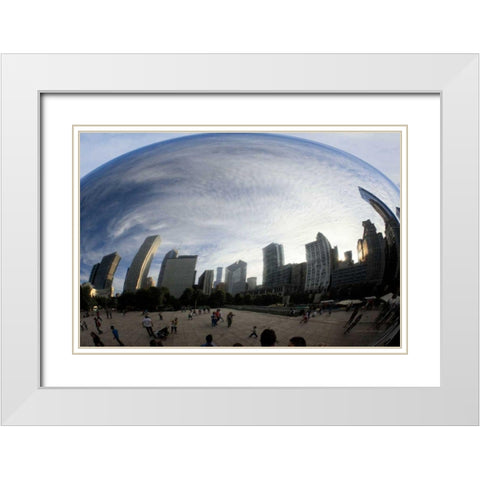 The Bean Chicago White Modern Wood Framed Art Print with Double Matting by Van Swearingen, Debra