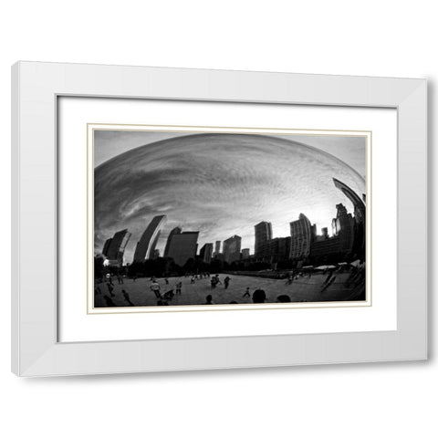 The Bean Chicago BW White Modern Wood Framed Art Print with Double Matting by Van Swearingen, Debra
