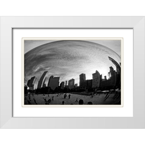 The Bean Chicago BW White Modern Wood Framed Art Print with Double Matting by Van Swearingen, Debra